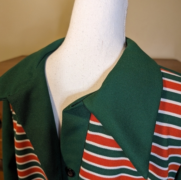 Vintage M'Lady Striped Poly Belted Holiday Lounge Smoking Jacket  - Blokecore - Picture 4 of 13